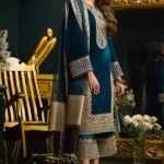 MJ–1080 Embroidered 9000 Micro Velvet 3Pc With Organza Printed Dupatta