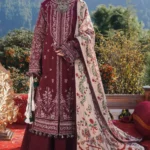 HR-890 Unstitched Heavy Embroidered Dhanak Suit With Embroidered Dhanak Shawl