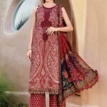 MB-478 Unstitched Digital Printed Lawn Suit 3pc With Voil Lawn Digital Printed Dupatta & Embroidered Patches
