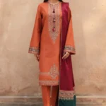 ZB-15 Lawn Embroidered 3pc Suit With Slub Cotton Digital Printed Dupatta