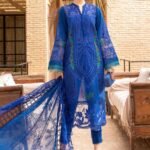 MB-2590B Lawn Unstitched Embroidered 3pc Suit With Organza Embroidered Dupatta