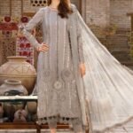 3 Pc Chicken Kari Embroidery Lawn suit with Embroided Bamber Dupatta MB-225