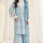 MB-442 Unstitched Digital Printed Lawn Suit 3pc With Digital Printed Voil Dupatta & Embroidered Patches