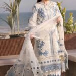 Anillas Fabric Lawn Embroidered article 3pcs Dress with cutwork khaadi net embroidered dupatta