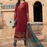 3 Pc Embroided Lawn suit With Chiffon Dupatta MB-168A
