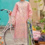 Lawn 3 pc Heavy Embroided Suit (Printed Silk Dupatta)