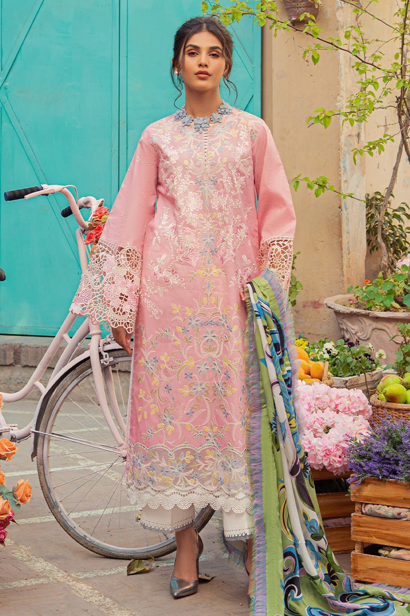 HML23-5A-2_800x1200_ba3fa50c-9fdf-41ba-99a6-b00389c46a3b.jpg Lawn 3 pc Heavy Embroided Suit (Printed Silk Dupatta) - Image 1