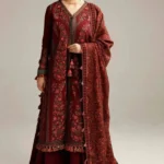 HR-730 Dhanak Embroidered Suit With Digital Printed Wool Shawl