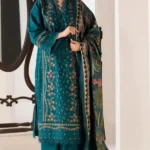 SN-61 Dhanak Embroidered Suit With Digital Printed Wool Shawl