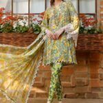 3 Pc Unstitched Embroided Lawn suit (Digital Printed Silk Dupatta)