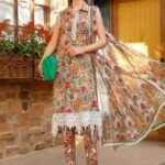 3 Pc Unstitched Lawn Embroided Suit (Digital Printed Silk Dupatta)