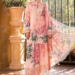 3 Pc Unstitched Embroided Lawn Suit (Digital Printed Silk Dupatta)