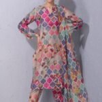3 Piece - Lawn Airjet Digital Printed Suit With Monar Dupatta