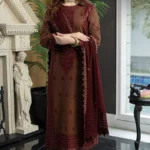 AJ-56 Unstitched Embroidered Dhanak Wool Suit With Embroidered Dhanak Shawl
