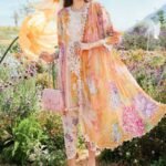 MB-464 Unstitched Digital Printed Lawn Suit 3pc With Voil Lawn Digital Printed Dupatta & Embroidered Patches