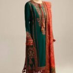 MB-525 Unstitched Dhanak Stuff Full Embroidered Suit With Printed Wool Shawl With Extra Patches