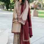 3 Piece – Unstitched Dhanak Stuff Full Embroidered Suit With Dhanak Embroiderd Shawl