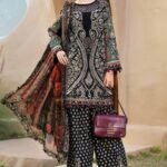 MB-466 Unstitched Digital Printed Lawn Suit 3pc With Voil Lawn Digital Printed Dupatta & Embroidered Patches