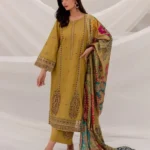 ZB-20 Lawn Embroidered 3pc Suit With Slub Cotton Digital Printed Dupatta