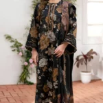 Digital Printed Khaddar Suit 3pc with Khaddar Digital Printed Dupatta & Embroidered Patches