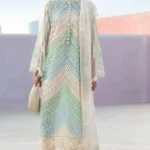 MB-2805B Lawn Unstitched Chicken Kari Embroidered Suit With Printed Organza Dupatta