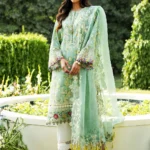 SP-482 3Pc Printed and Embroidered Lawn Shirt with Embroidered Organza Dupatta