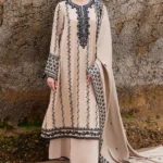 Unstitched Dhanak Stuff Full Embroidered Suit With Dhanak Embroiderd Shawl