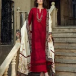 MQ-560 Unstitched Dhanak Stuff Full Embroidered Suit With Full Embroidered Shawl With Extra Patches
