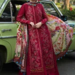 MB-520 Unstitched Dhanak Stuff Full Embroidered Suit With Printed Wool Shawl With Extra Patches