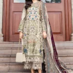 MB-550 Unstitched Dhanak Stuff Full Embroidered Suit With Printed Wool Shawl With Extra Patches