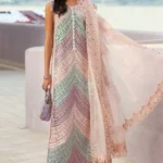 MB-2805A Lawn Unstitched Chicken Kari Embroidered Suit With Printed Organza Dupatta