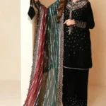 MJ-996 Embroidered 9000 Micro Velvet 3Pc With Embroidered Chiffon Dupatta