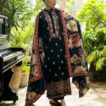 Unstitched Dhanak Stuff Full Embroidered Suit With Digital Printed Wool Shawl