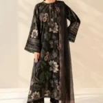BQ-33B Digital Printed Khaddar Suit 3pc with Khaddar Digital Printed Dupatta & Embroidered Patches