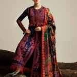 HR-570 Unstitched Dhanak Stuff Full Embroidered Suit With Digital Printed Wool Shawl