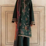 Unstitched Dhanak Stuff Full Embroidered Suit With Printed Wool Shawl