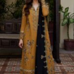 Dhanak Fabric - 3 Piece Unstitched Embroidered Dress With Printed Shawl ZH 3060