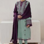 Dhanak Fabric - 3 Piece Unstitched Embroidered Suit JZ=2905
