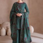 Dhanak Fabric - 3 Piece Unstitched Embroidered Suit With Embroidered Dhanak Shawl   IZ=2925