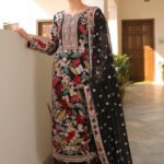 Dhanak Fabric - 3 Piece Unstitched Embroidered Suit With Embroidered Chiffon Dupatta  RR=2965