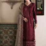 Dhanak Fabric - 3 Piece Unstitched Embroidered Suit With Embroidered Dhanak Shawl  NR=2975
