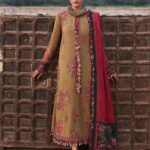 Dhanak Fabric - 3 Piece Unstitched Embroidered Suit With Embroidered Dhanak Shawl  HR=2945