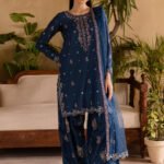 Dhanak Fabric - 3 Piece Unstitched Embroidered Suit With Embroidered Chiffon Dupatta  BT=2940