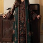 Dhanak Fabric - 3 Piece Unstitched Embroidered Suit With Embroidered Dhanak Shawl  AJ=2915