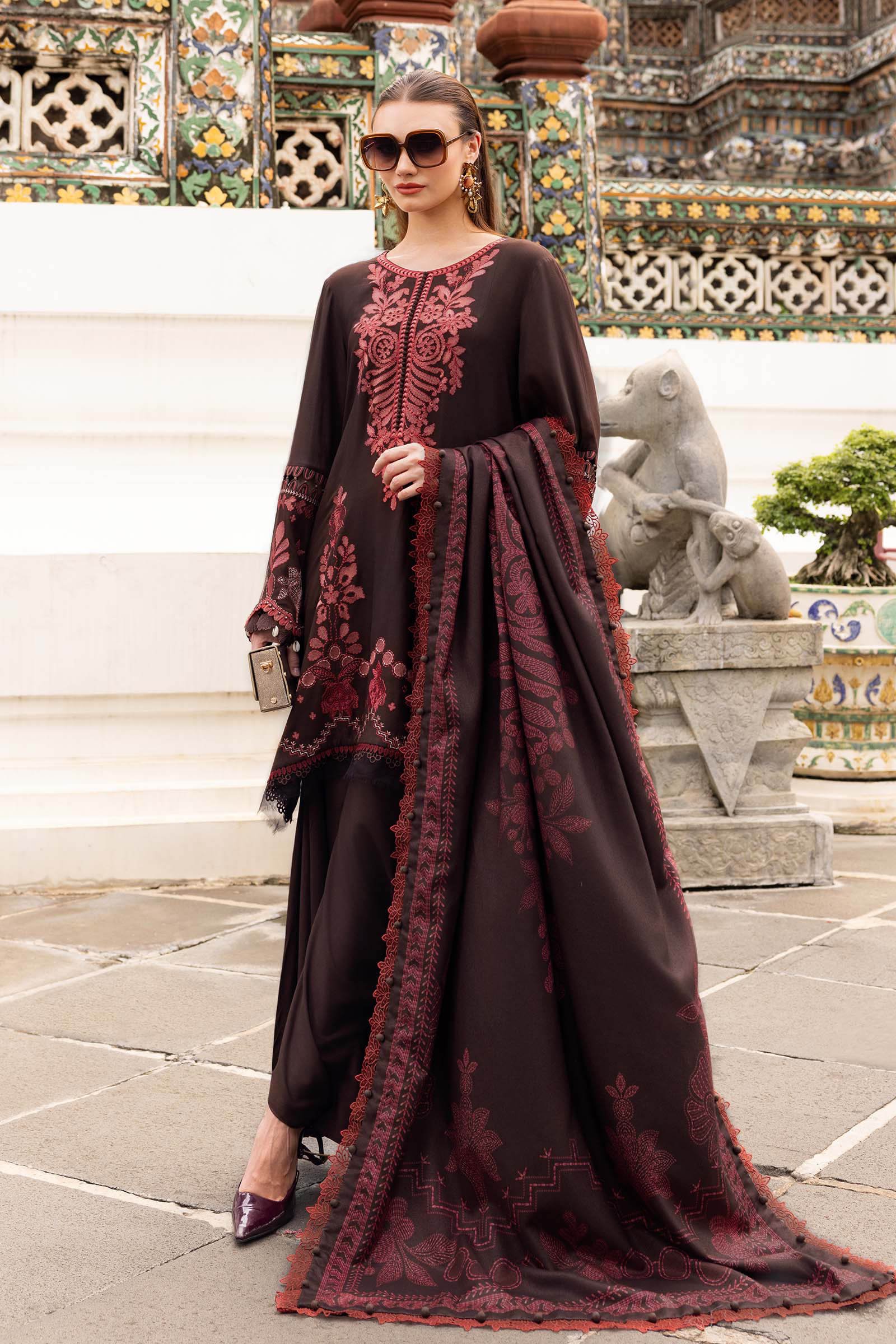 D-4AFront_A_31183646-4136-4238-87b5-363c35906dca.jpg Dhanak Fabric - 3 Piece Unstitched Fully Embroidered Dress MB 3095 - Image 1