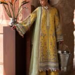 HR 3040-3 Piece Unstitched Heavy Embroidered Dhanak Fabric With Embroidered Chiffon Dupatta