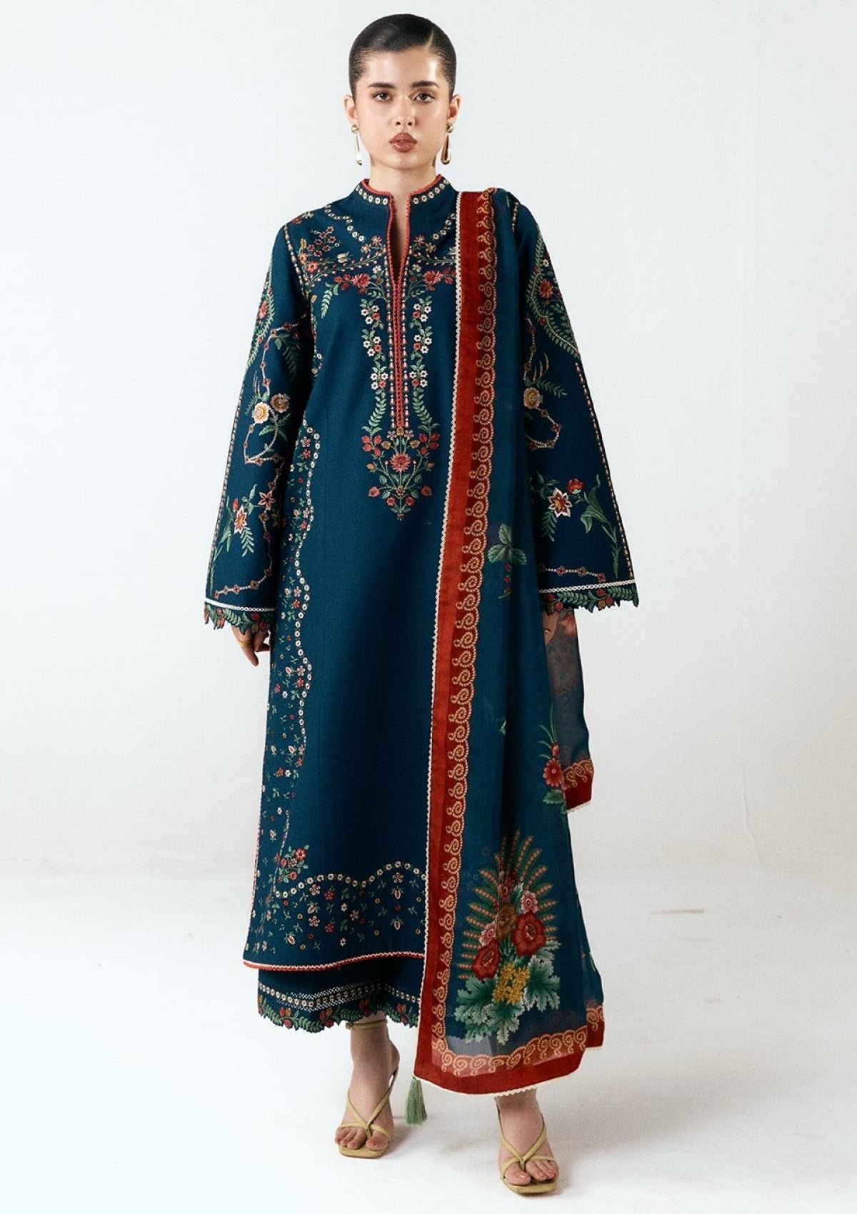 rn-image_picker_lib_temp_7222249e-549e-499f-8817-d03fc196a5a2.jpg Dhanak Fabric - 3 Piece Unstitched Embroidered Dress With Digital Printed Shawl HR 3025 - Image 1