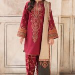 Dhanak Fabric - 3 Piece Unstitched Fully Embroidered Dress With Embroidered Shawl JZ 3100